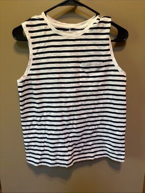 J. Crew Black & White Striped Kids Tank with Chest Pocket